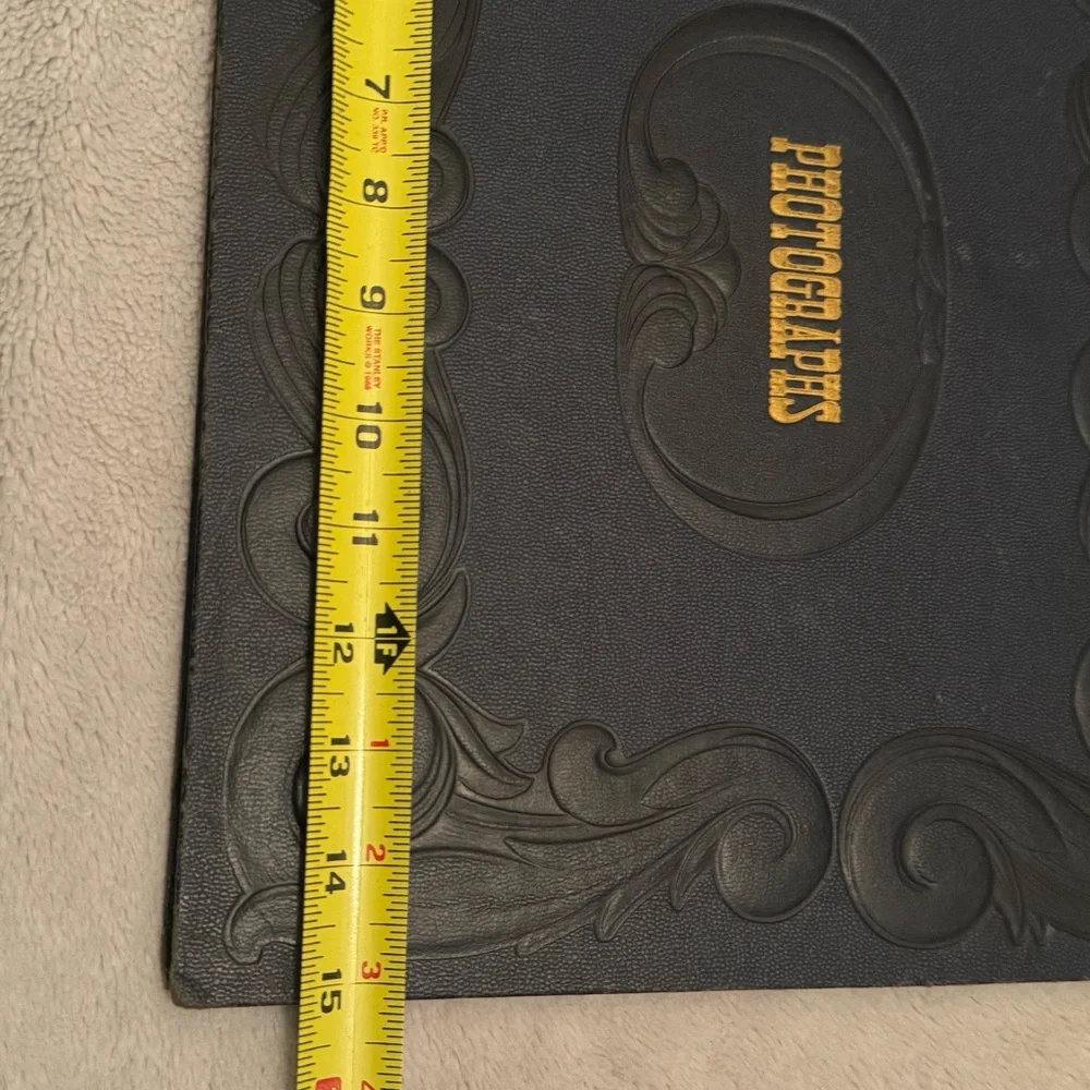 Vintage Blue Photo Album Black Pages Embossed Cover String Tie Scrapbook‎